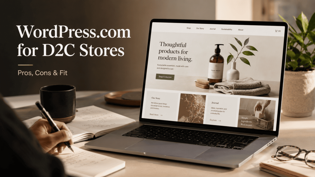 Featured image showing a content-led D2C brand website built with WordPress.com